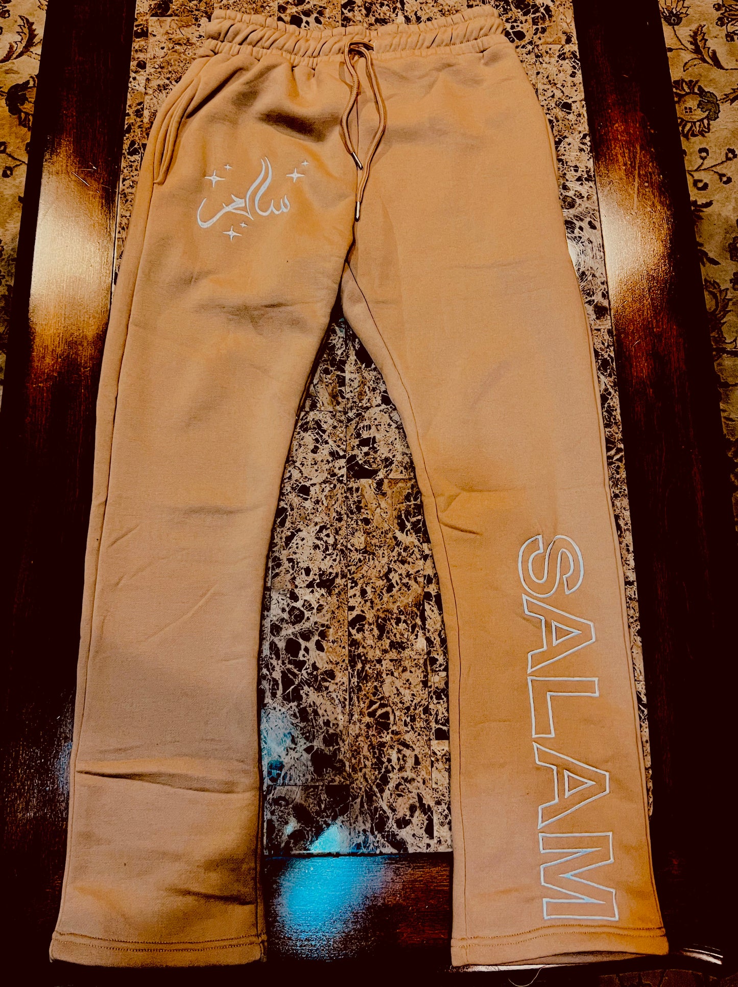 SALAM "Awareness of the one" Embroided Beige Set Pants and Hoodie