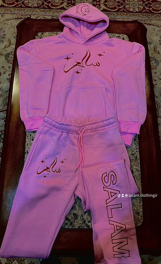 SALAM "Awareness of the one" Embroided Pink Set Hoodie and Pants